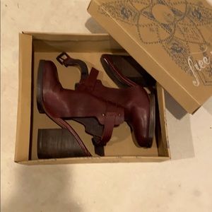 Free People Leather Open Ankle Booties
